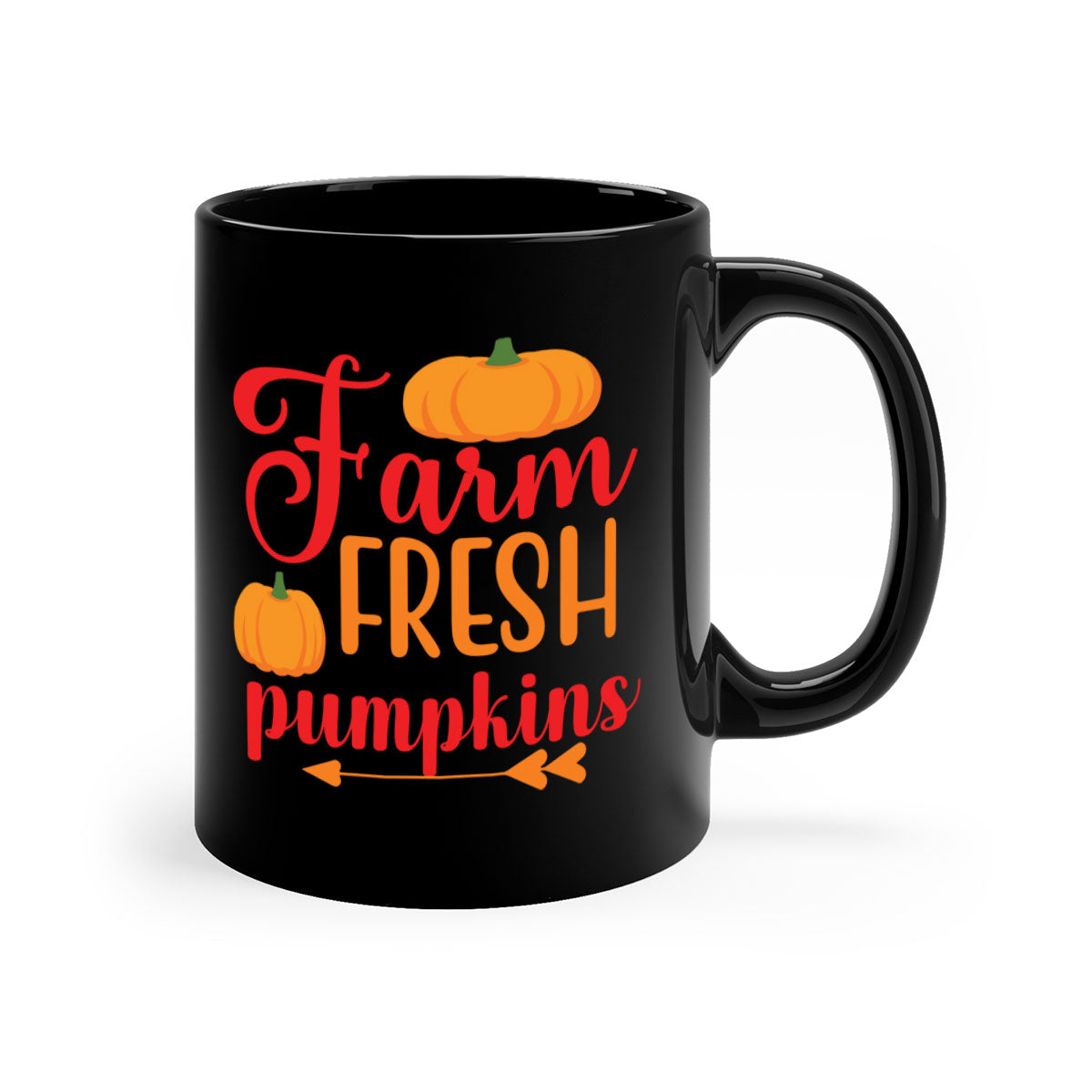 FarmFreshPumpkins 177# Mug with colorful handle and glossy finish, available in multiple sizes.