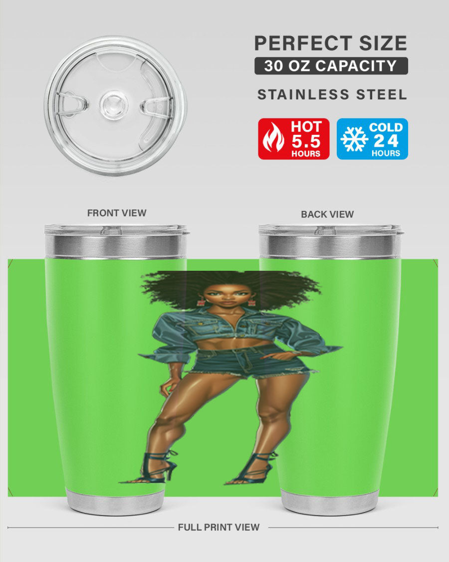 Fashion girl in indigo cotton tank top, showcasing stylish design and comfortable fit.