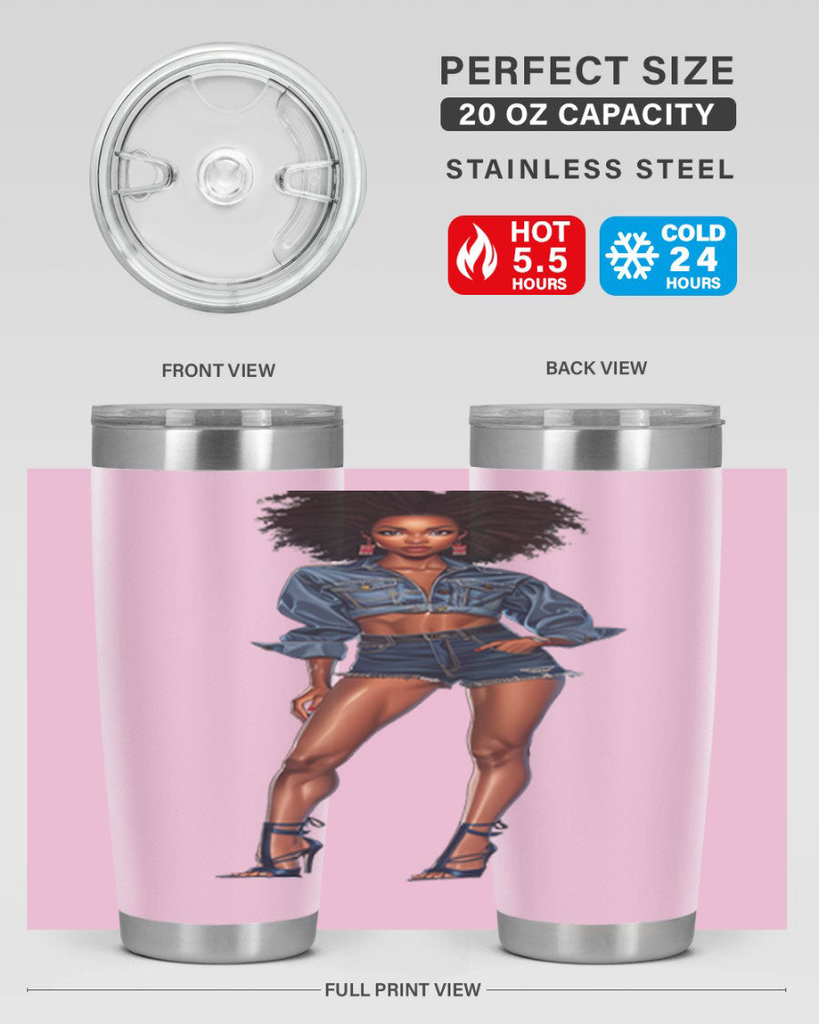 Fashion girl in indigo cotton tank top, showcasing stylish design and comfortable fit.