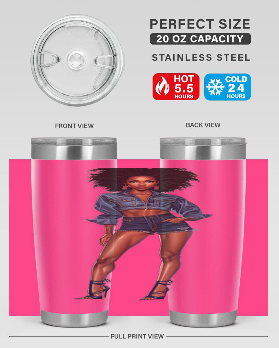 Fashion girl in indigo cotton tank top, showcasing stylish design and comfortable fit.