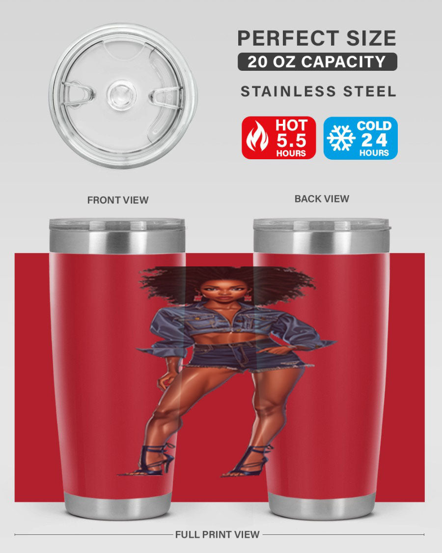 Fashion girl in indigo cotton tank top, showcasing stylish design and comfortable fit.