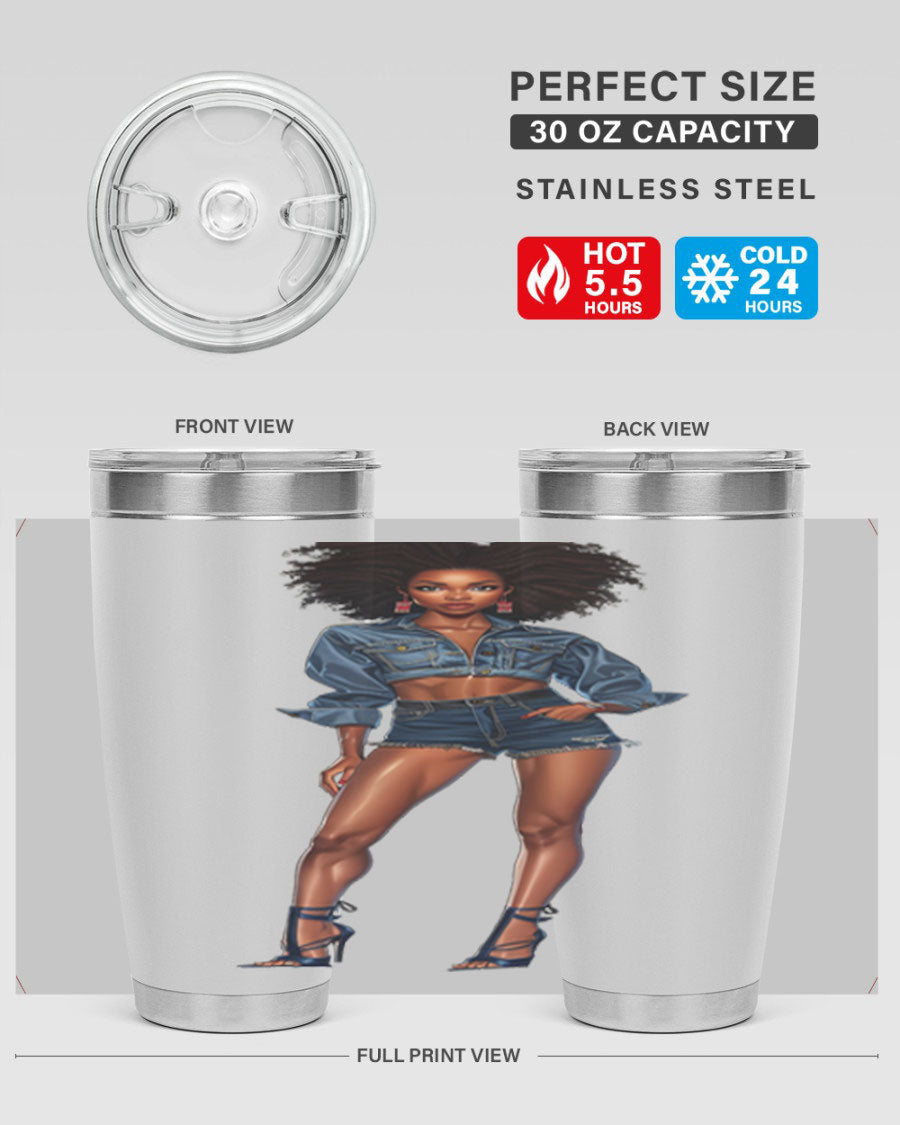 Fashion girl in indigo cotton tank top, showcasing stylish design and comfortable fit.