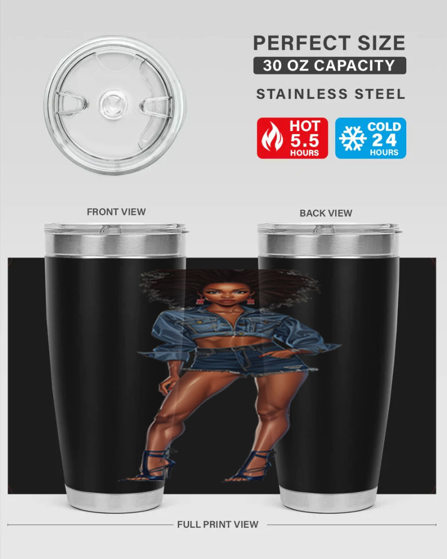 Fashion girl in indigo cotton tank top, showcasing stylish design and comfortable fit.