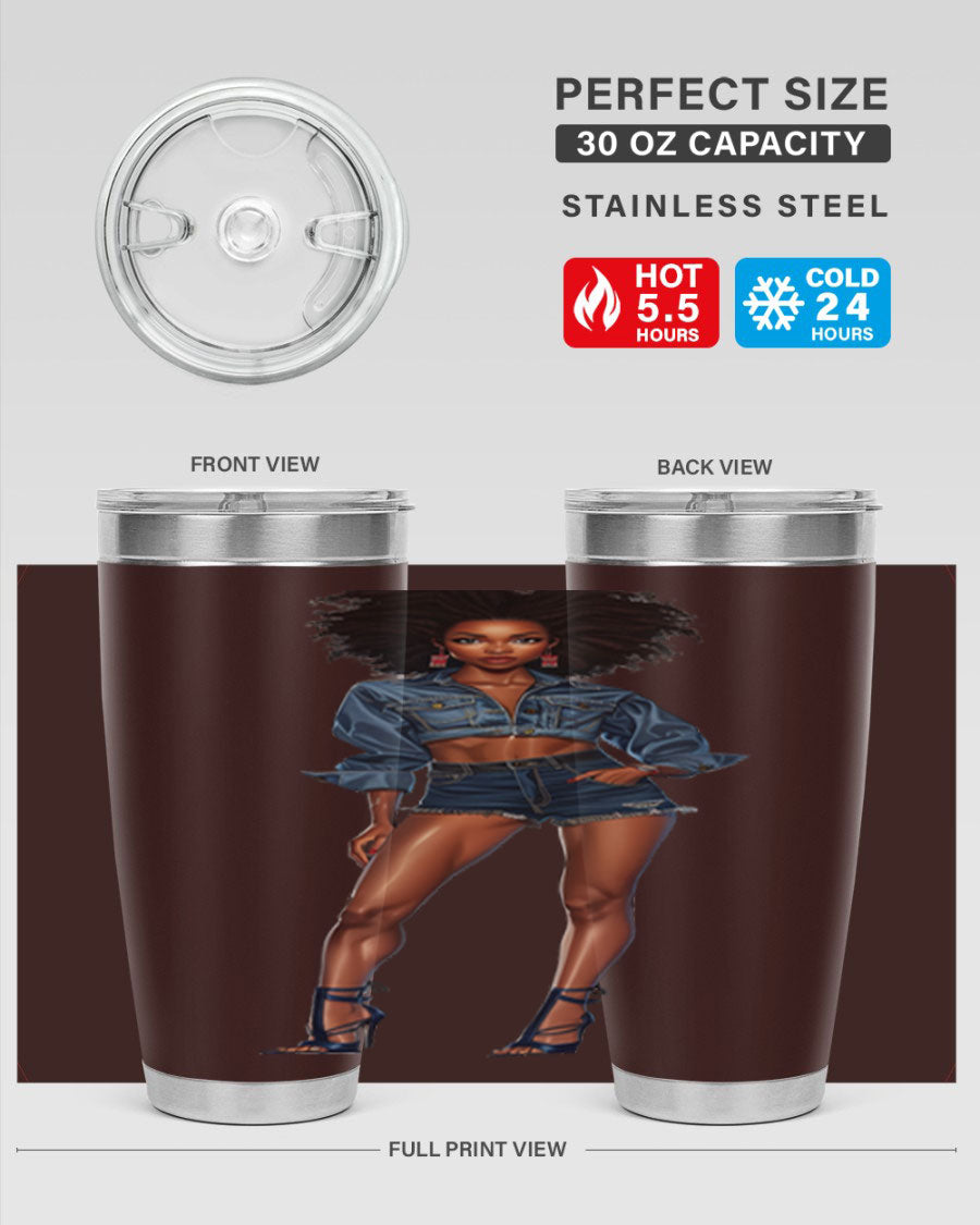 Fashion girl in indigo cotton tank top, showcasing stylish design and comfortable fit.