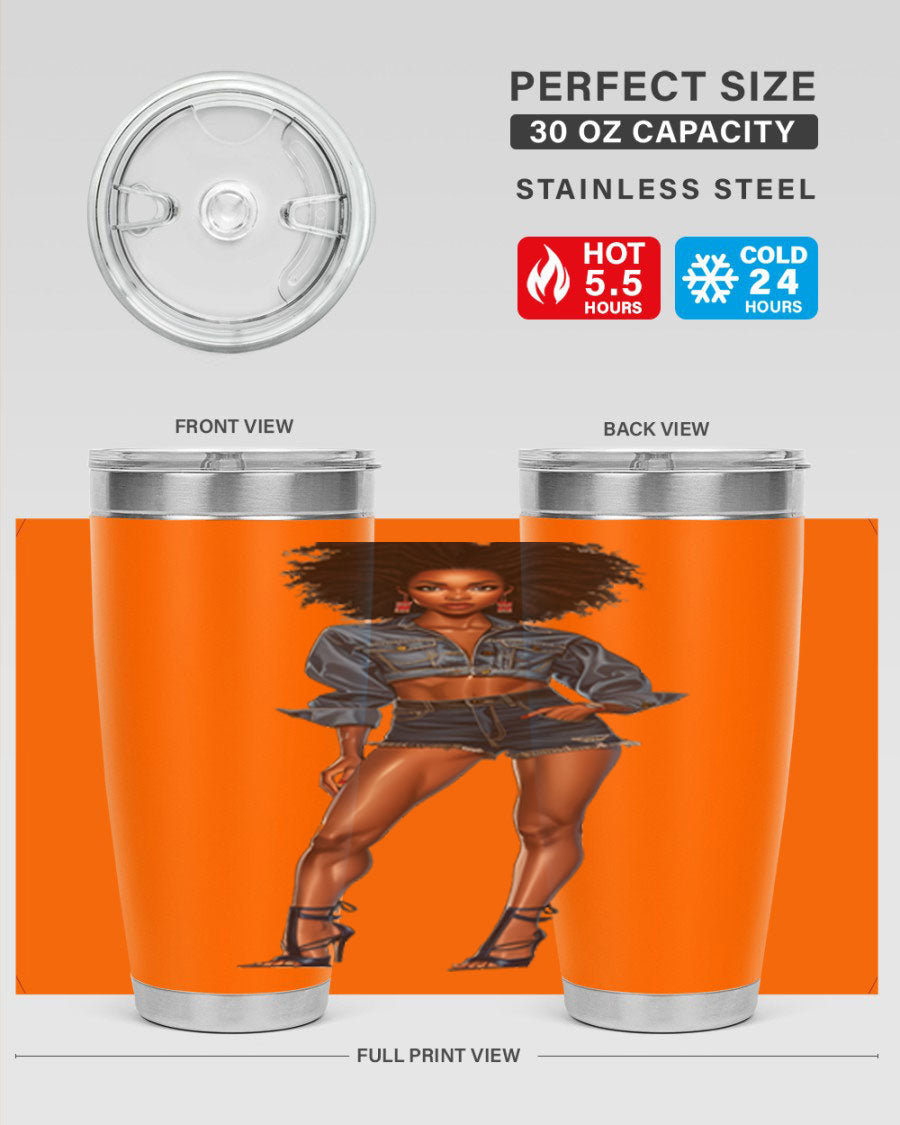 Fashion girl in indigo cotton tank top, showcasing stylish design and comfortable fit.