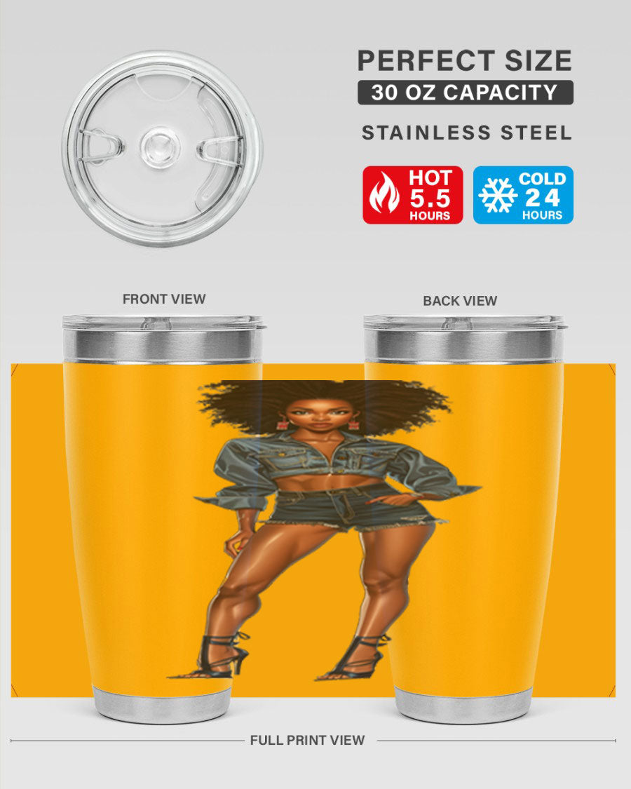 Fashion girl in indigo cotton tank top, showcasing stylish design and comfortable fit.