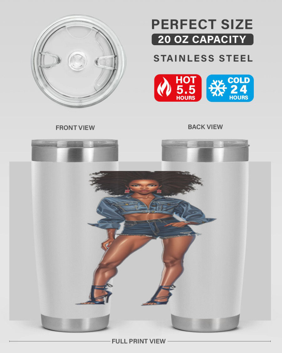 Fashion girl in indigo cotton tank top, showcasing stylish design and comfortable fit.