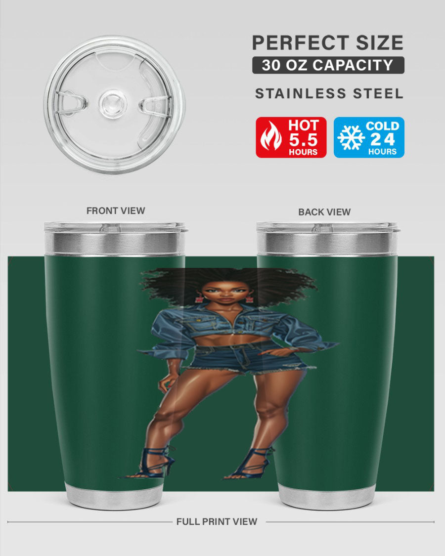 Fashion girl in indigo cotton tank top, showcasing stylish design and comfortable fit.