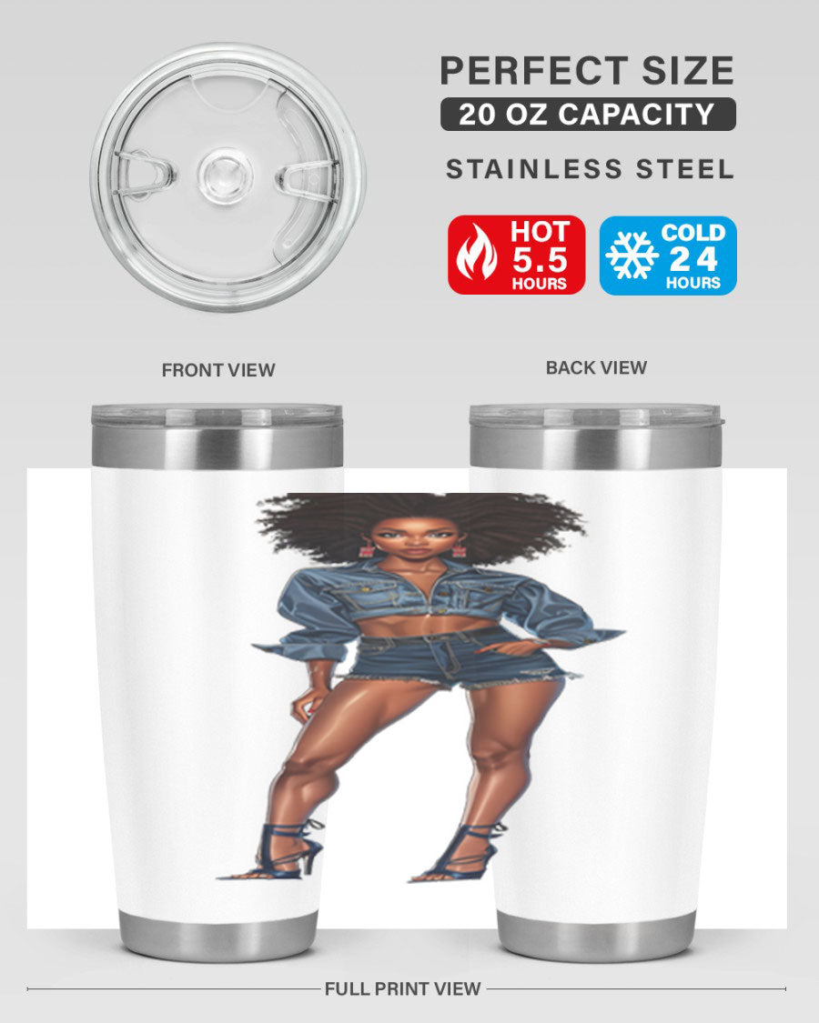 Fashion girl in indigo cotton tank top, showcasing stylish design and comfortable fit.