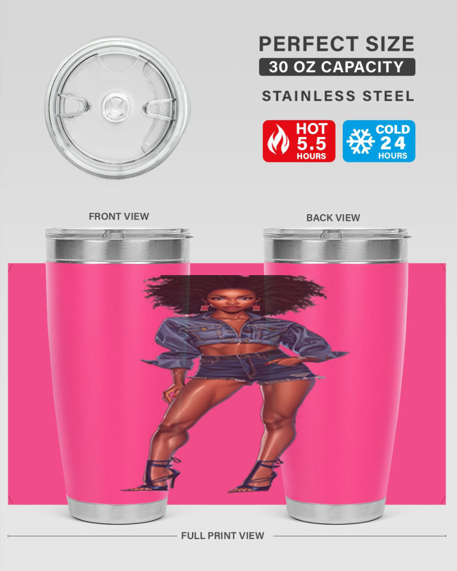 Fashion girl in indigo cotton tank top, showcasing stylish design and comfortable fit.