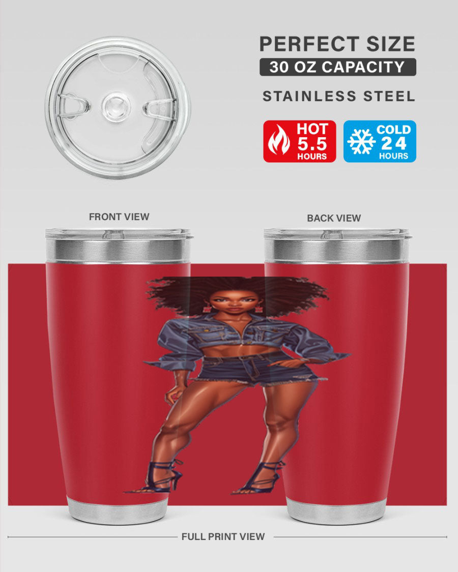 Fashion girl in indigo cotton tank top, showcasing stylish design and comfortable fit.