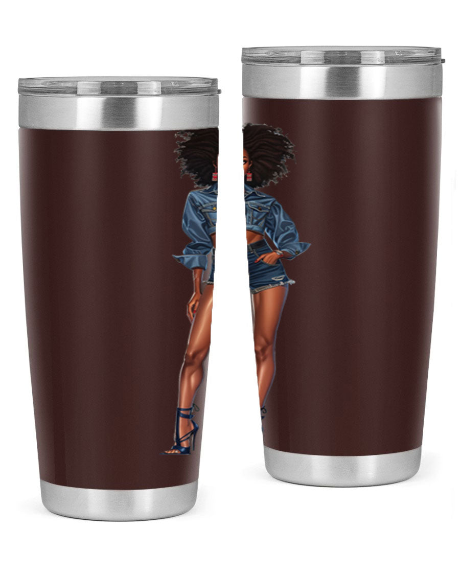 Fashion girl in indigo cotton tank top, showcasing stylish design and comfortable fit.