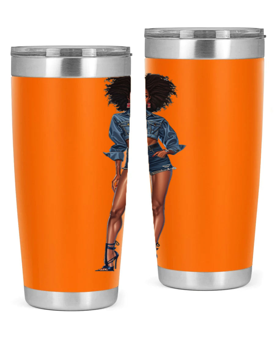 Fashion girl in indigo cotton tank top, showcasing stylish design and comfortable fit.