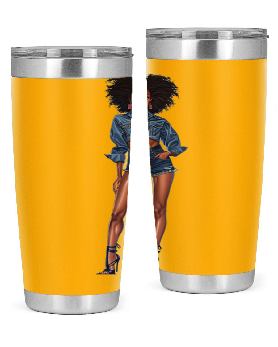 Fashion girl in indigo cotton tank top, showcasing stylish design and comfortable fit.