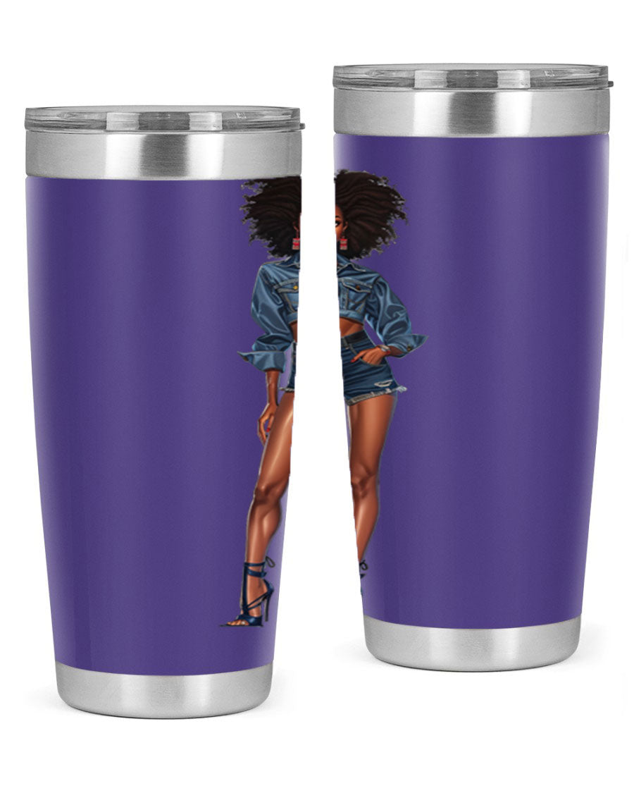 Fashion girl in indigo cotton tank top, showcasing stylish design and comfortable fit.