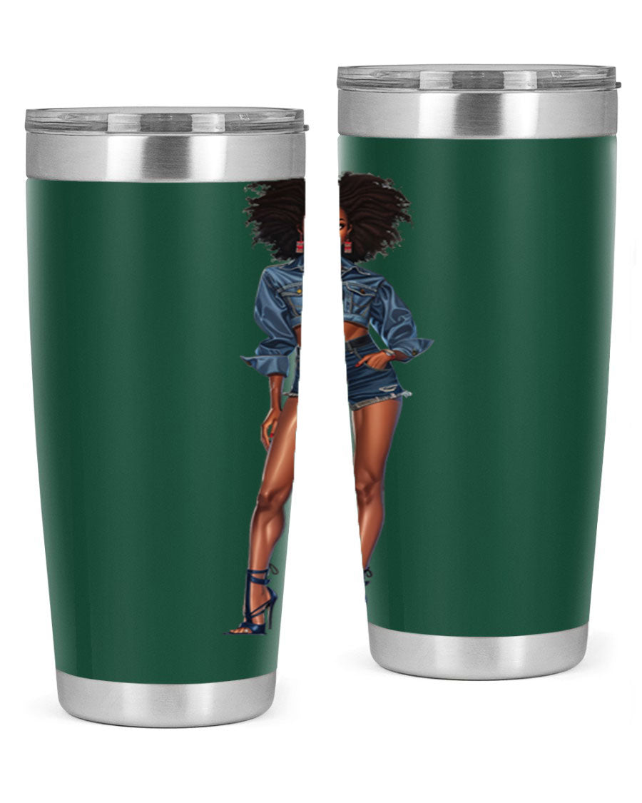 Fashion girl in indigo cotton tank top, showcasing stylish design and comfortable fit.