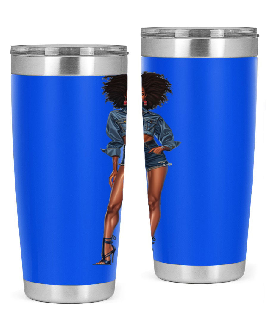 Fashion girl in indigo cotton tank top, showcasing stylish design and comfortable fit.