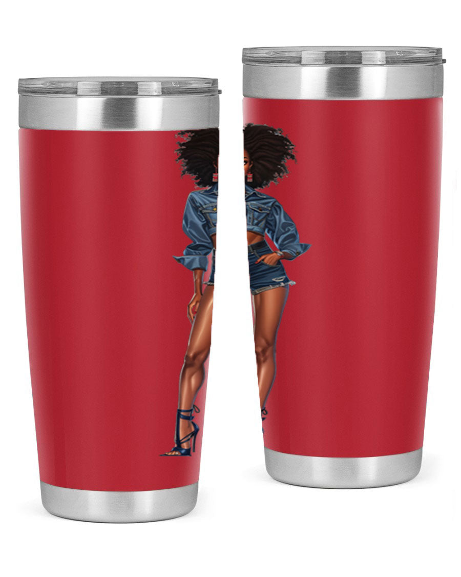 Fashion girl in indigo cotton tank top, showcasing stylish design and comfortable fit.