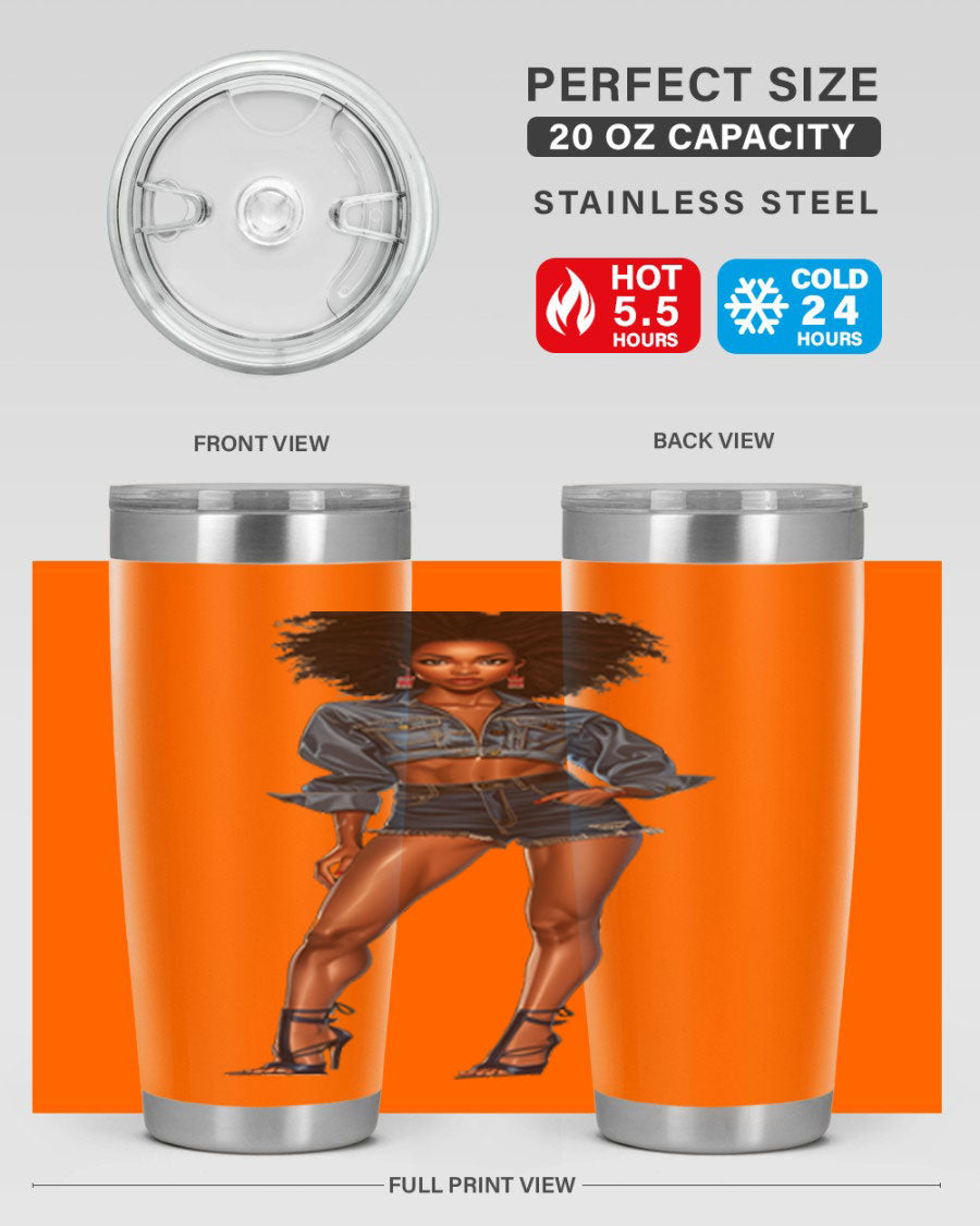 Fashion girl in indigo cotton tank top, showcasing stylish design and comfortable fit.