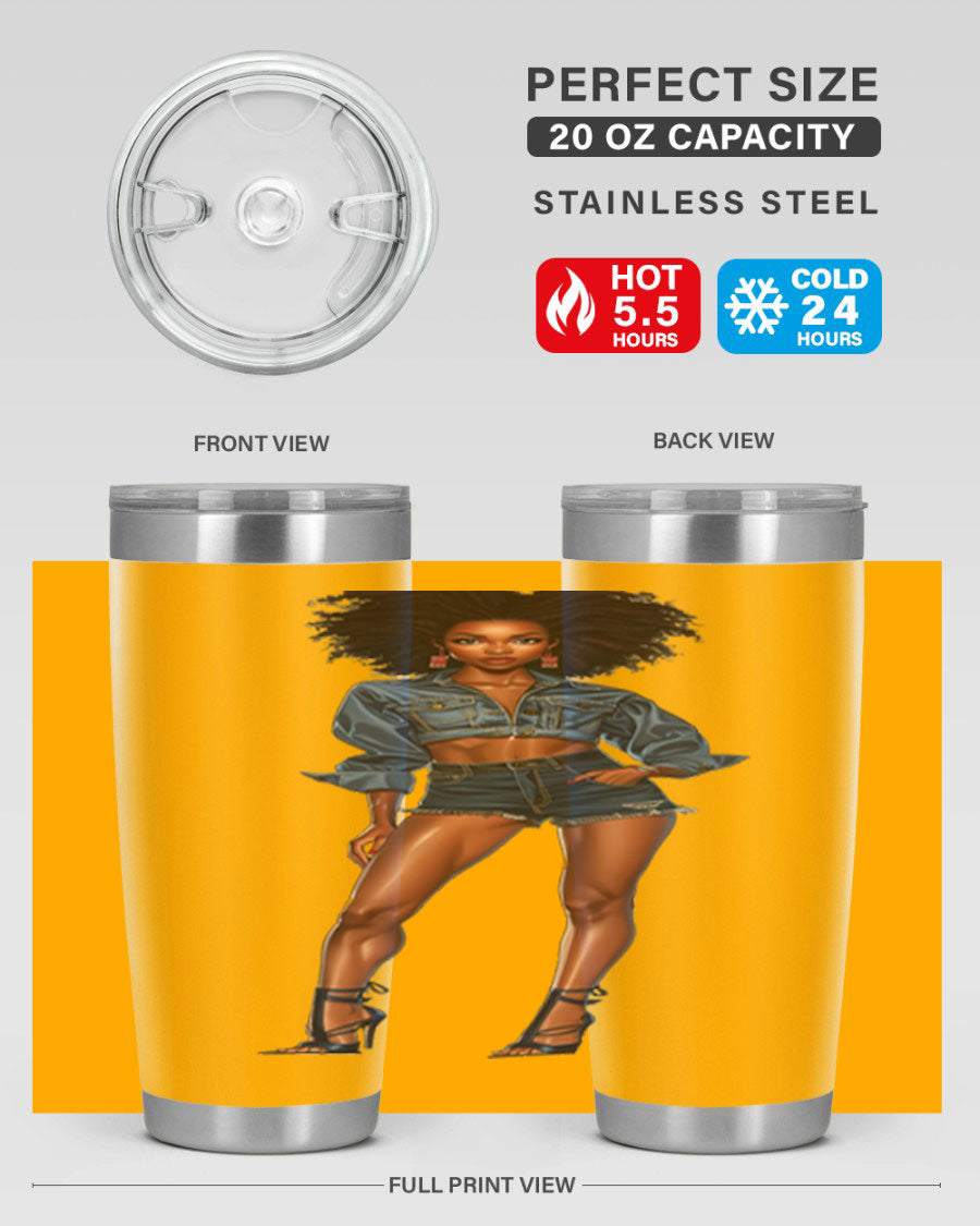 Fashion girl in indigo cotton tank top, showcasing stylish design and comfortable fit.