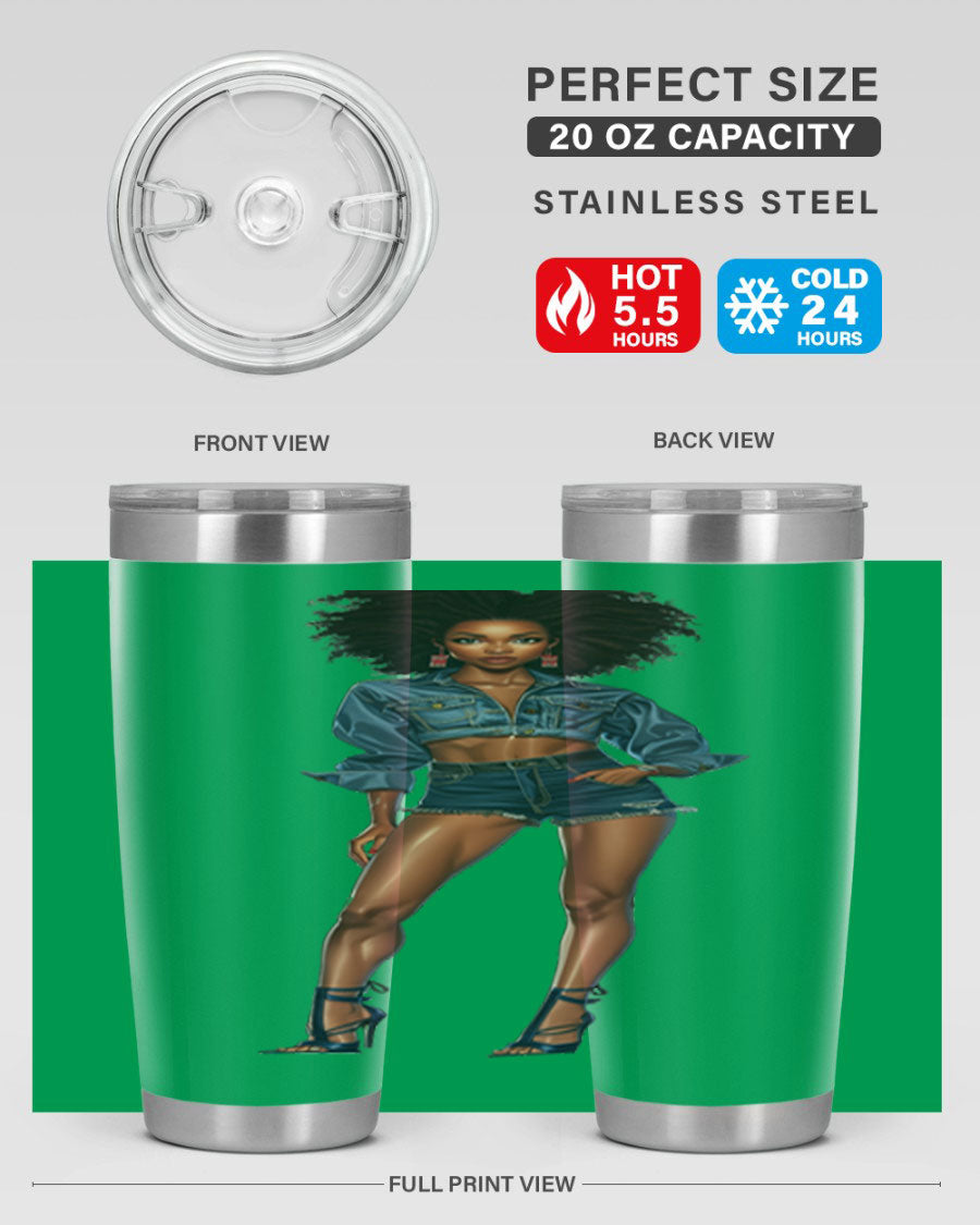 Fashion girl in indigo cotton tank top, showcasing stylish design and comfortable fit.