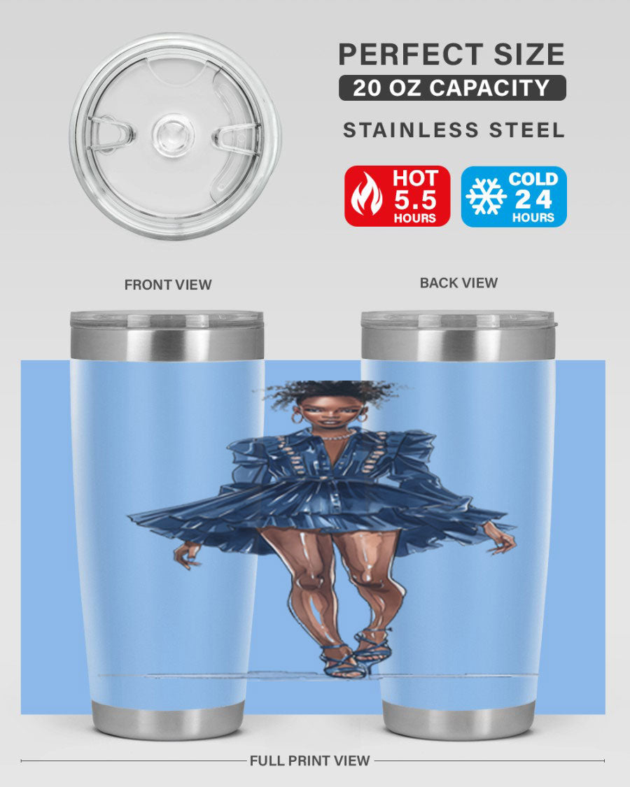 Fashion girl wearing an indigo cotton tank top, showcasing a stylish and casual look.