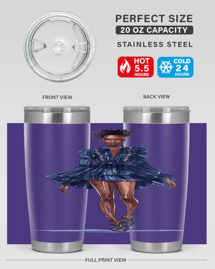 Fashion girl wearing an indigo cotton tank top, showcasing a stylish and casual look.