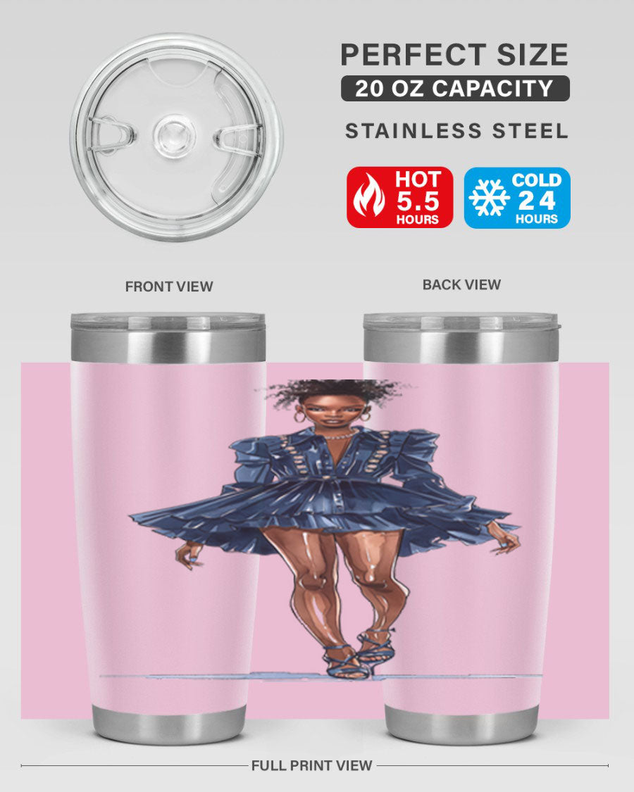 Fashion girl wearing an indigo cotton tank top, showcasing a stylish and casual look.