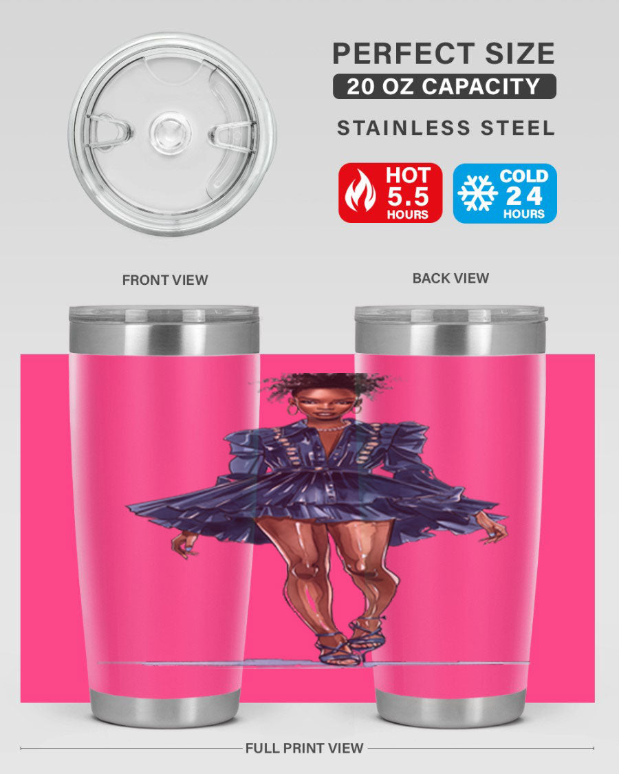 Fashion girl wearing an indigo cotton tank top, showcasing a stylish and casual look.