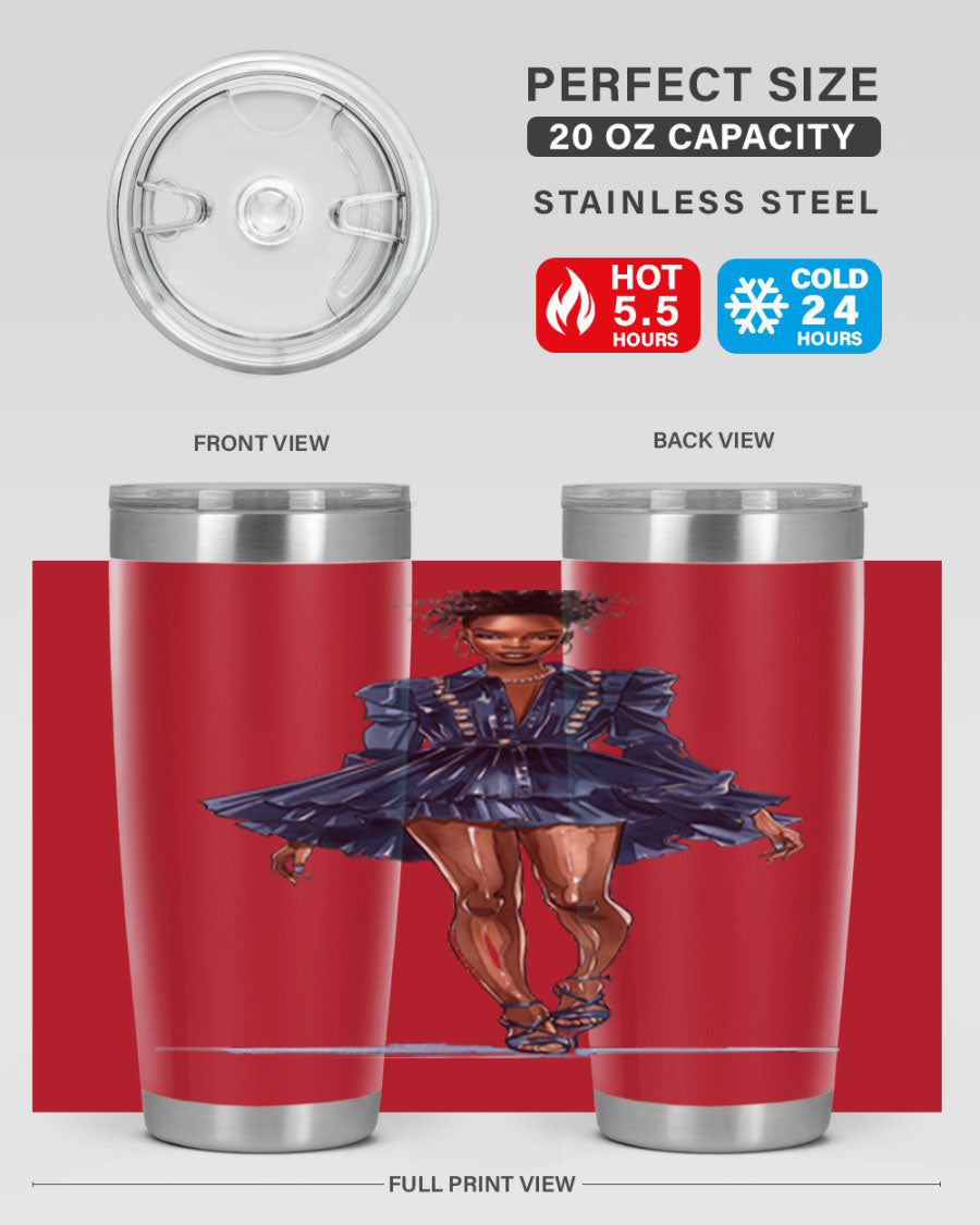 Fashion girl wearing an indigo cotton tank top, showcasing a stylish and casual look.