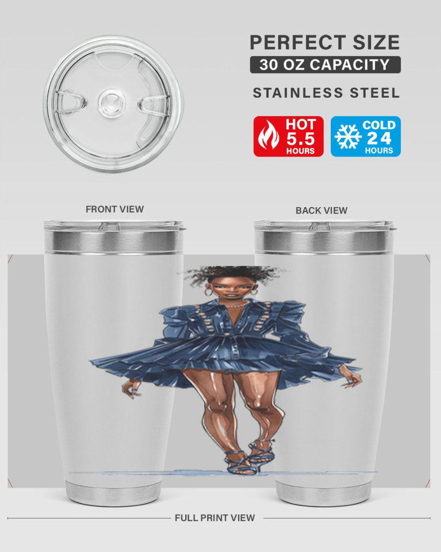 Fashion girl wearing an indigo cotton tank top, showcasing a stylish and casual look.