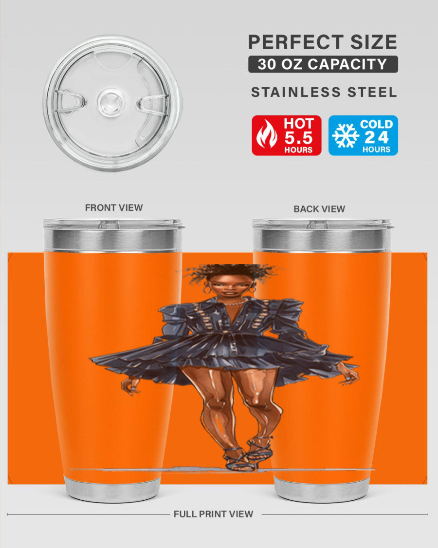 Fashion girl wearing an indigo cotton tank top, showcasing a stylish and casual look.