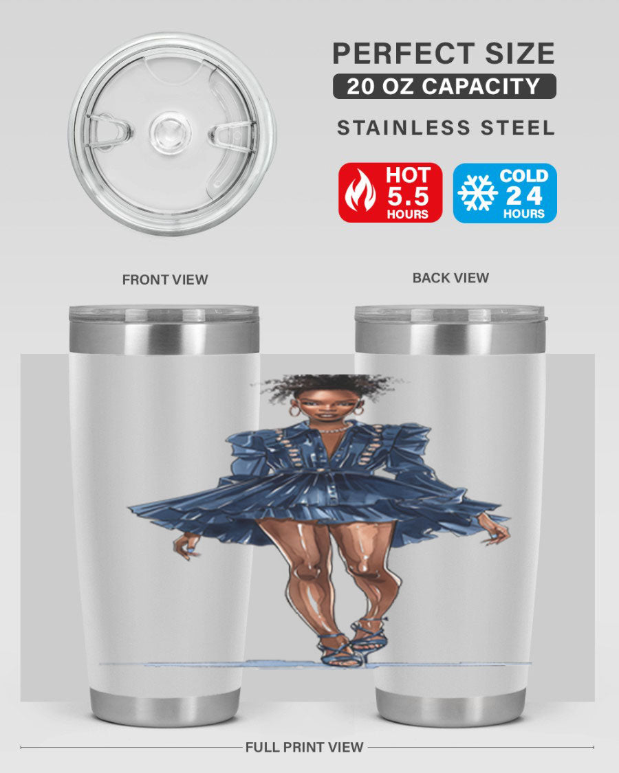 Fashion girl wearing an indigo cotton tank top, showcasing a stylish and casual look.