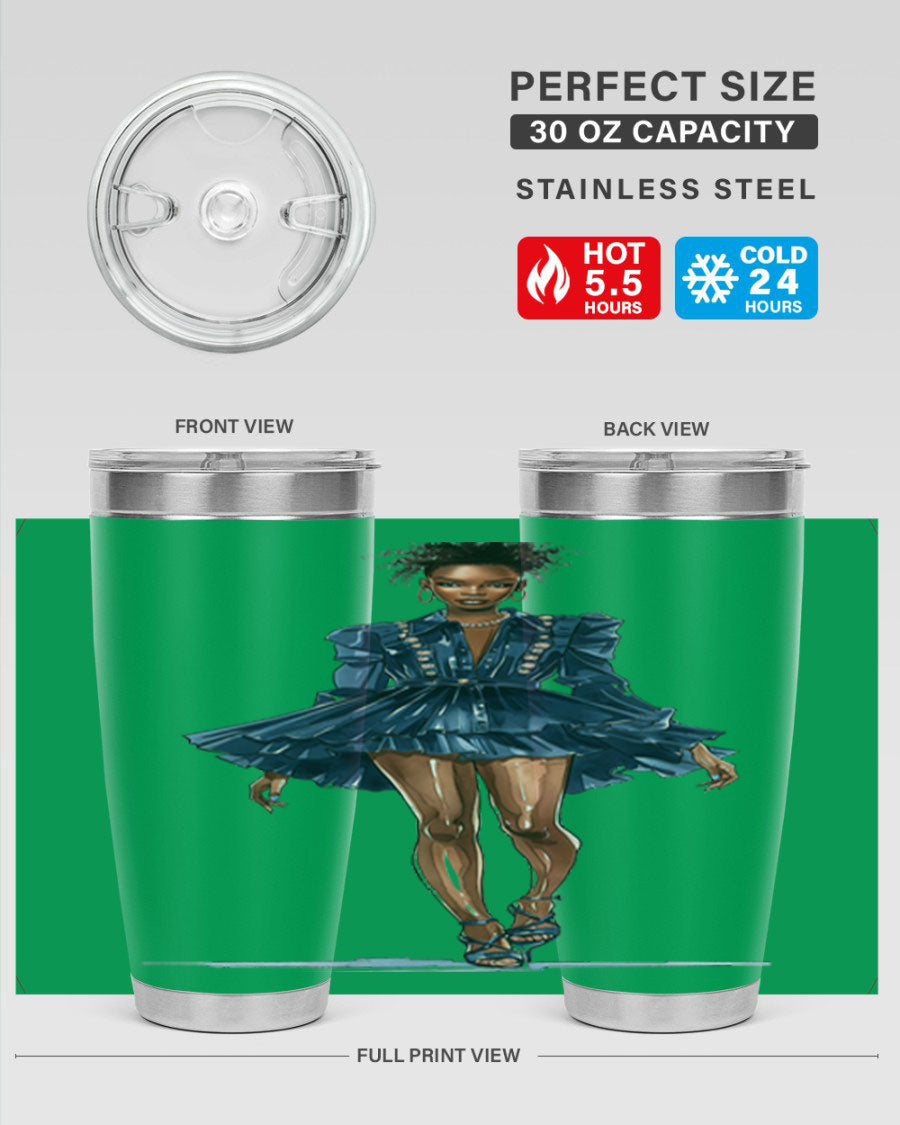 Fashion girl wearing an indigo cotton tank top, showcasing a stylish and casual look.