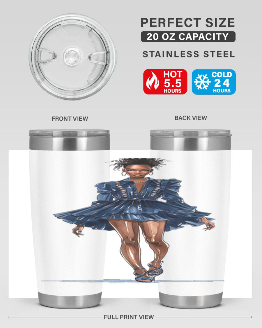 Fashion girl wearing an indigo cotton tank top, showcasing a stylish and casual look.