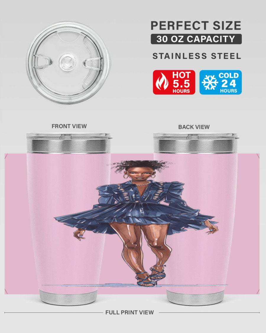 Fashion girl wearing an indigo cotton tank top, showcasing a stylish and casual look.