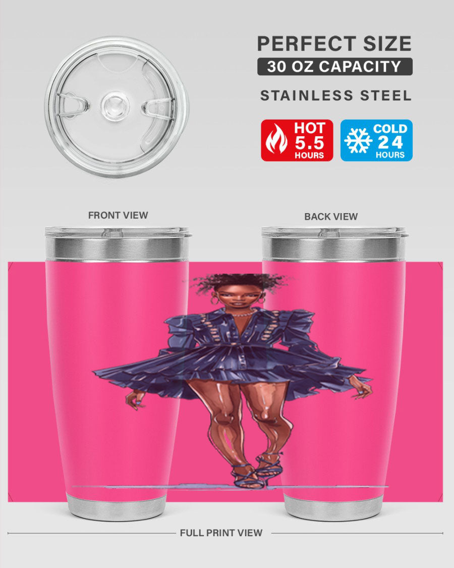 Fashion girl wearing an indigo cotton tank top, showcasing a stylish and casual look.