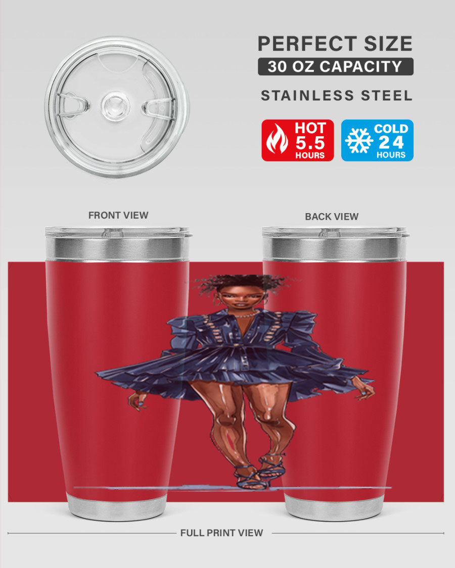 Fashion girl wearing an indigo cotton tank top, showcasing a stylish and casual look.