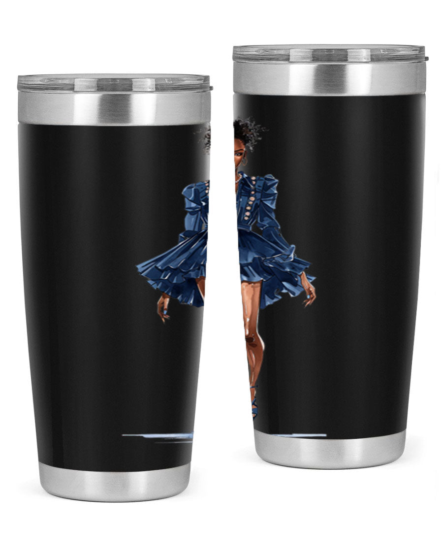 Fashion girl wearing an indigo cotton tank top, showcasing a stylish and casual look.