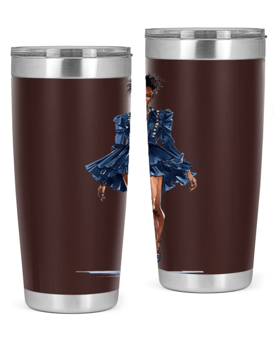 Fashion girl wearing an indigo cotton tank top, showcasing a stylish and casual look.