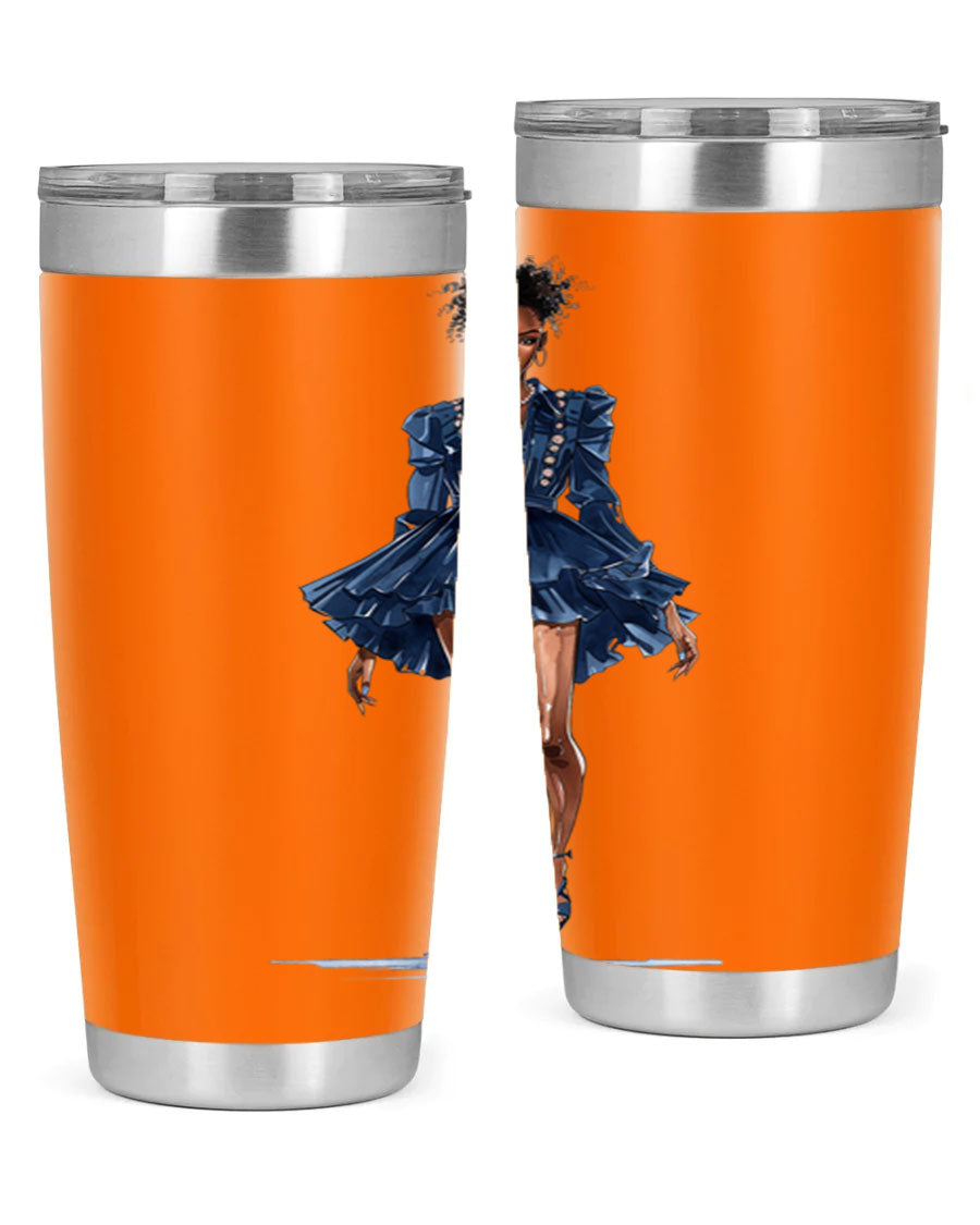 Fashion girl wearing an indigo cotton tank top, showcasing a stylish and casual look.