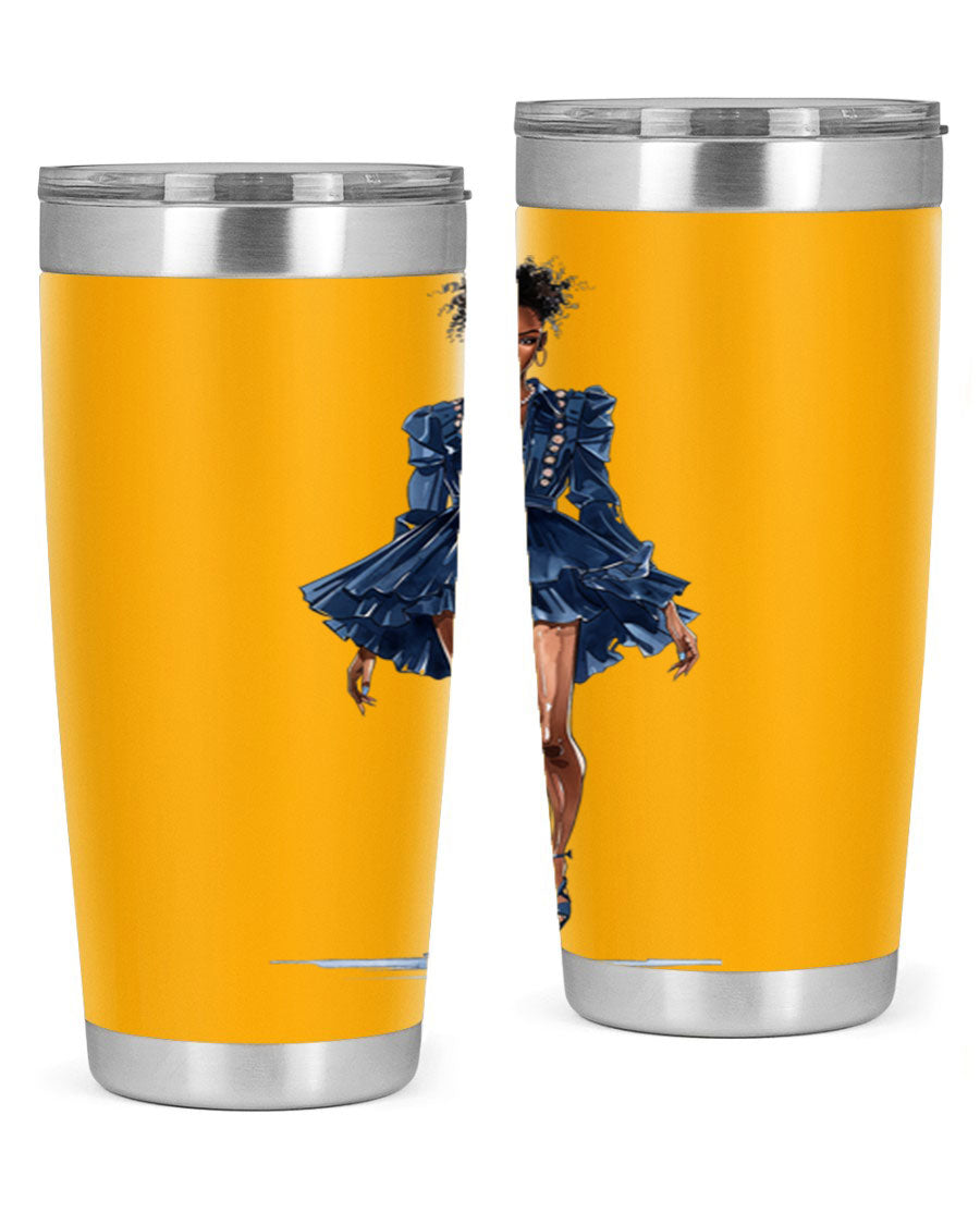 Fashion girl wearing an indigo cotton tank top, showcasing a stylish and casual look.