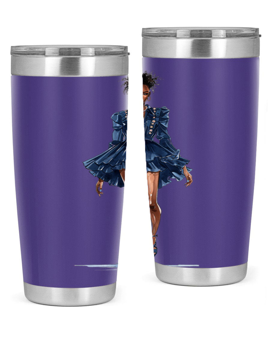 Fashion girl wearing an indigo cotton tank top, showcasing a stylish and casual look.