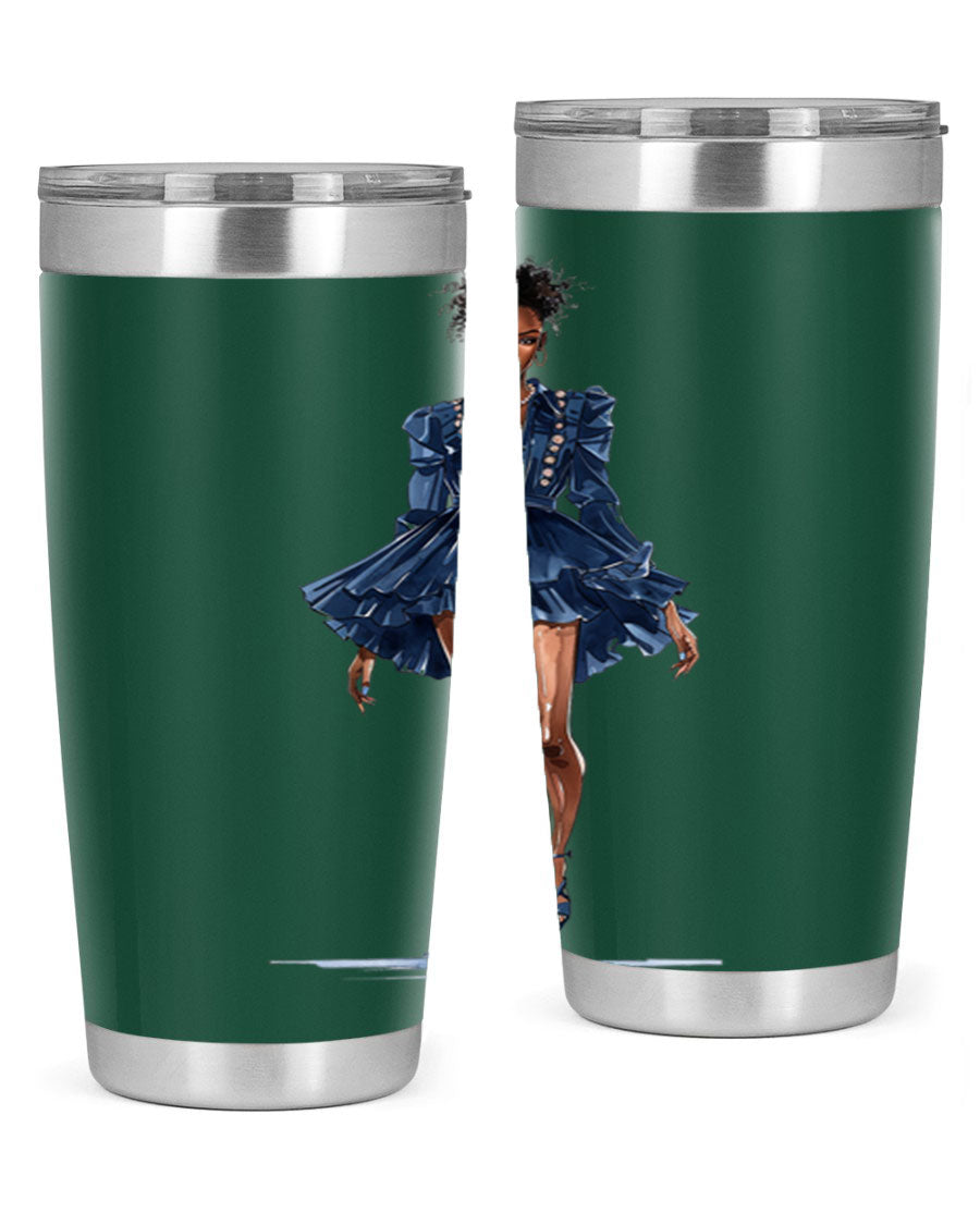 Fashion girl wearing an indigo cotton tank top, showcasing a stylish and casual look.