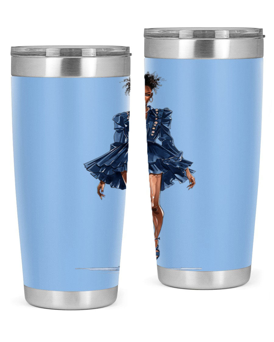 Fashion girl wearing an indigo cotton tank top, showcasing a stylish and casual look.