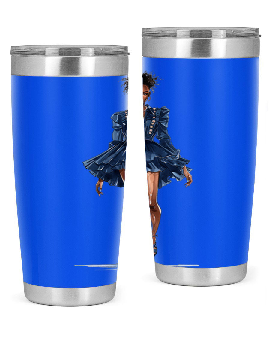 Fashion girl wearing an indigo cotton tank top, showcasing a stylish and casual look.