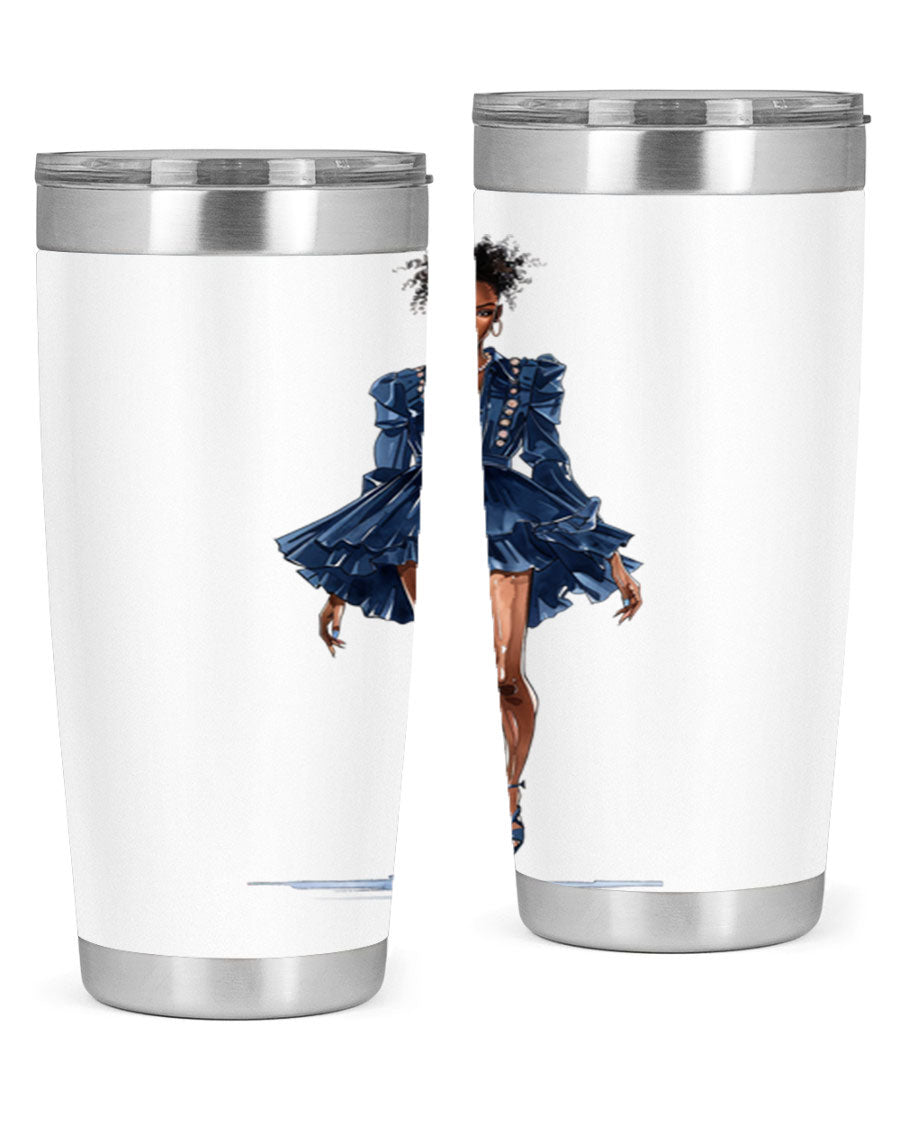 Fashion girl wearing an indigo cotton tank top, showcasing a stylish and casual look.