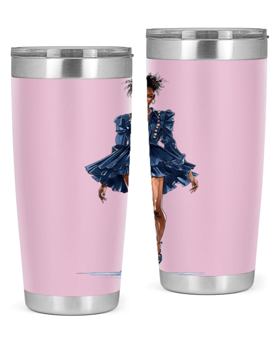 Fashion girl wearing an indigo cotton tank top, showcasing a stylish and casual look.