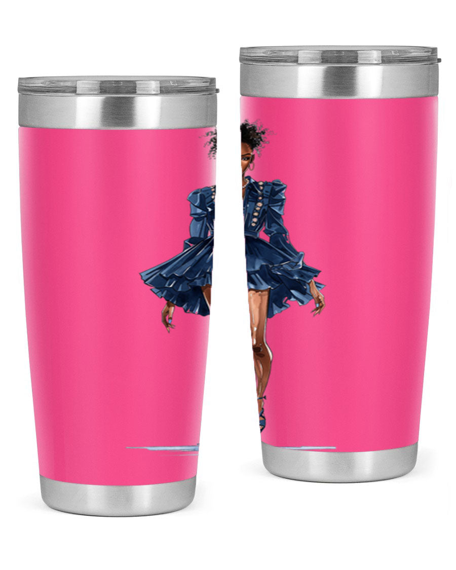 Fashion girl wearing an indigo cotton tank top, showcasing a stylish and casual look.