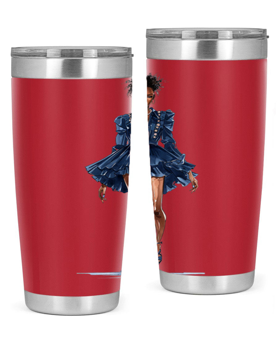 Fashion girl wearing an indigo cotton tank top, showcasing a stylish and casual look.